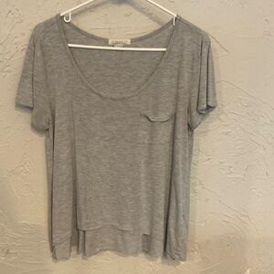 Forever 21 Light Gray Scoop Neck Pocket Tee